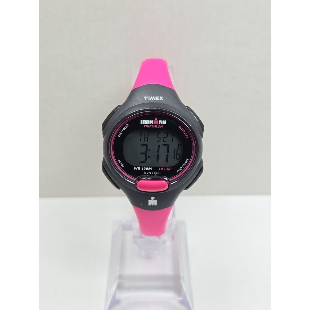 Timex Ironman Triathlon 10 Lap Womens Watch Pink Purple Indiglo New Battery